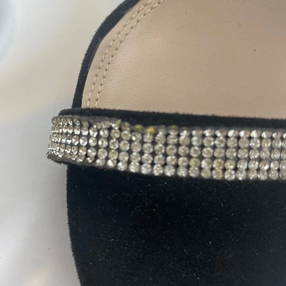 Kelly & Katie Black‎ Rhinestone Heels Stiletto Ankle Strap Party Shoes Size 6